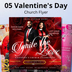 05 Valentine's Day Church Flyer Canva Editable Template, Pastoral Anniversary Flyer, Church Program Template, Valentine Sunday Service Flyer - Editable Memorial Canva Template