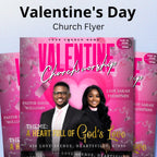 Valentine's Day Church Worship Flyer Canva Editable Template, Pastoral Anniversary Flyer, Church Program Template, Valentine Sunday Service - Editable Memorial Canva Template