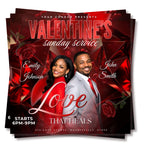 Valentine Sunday Service Flyer Canva Editable Template, Pastoral Anniversary Flyer, Church Program Template, Digital Download - Editable Memorial Canva Template