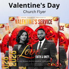Valentine's Day Church Flyer Canva Editable Template, Pastoral Anniversary Flyer, Church Program Template, Valentine Sunday Service Flyer - Editable Memorial Canva Template