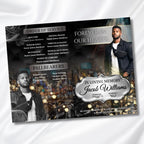 Black & Silver Obituary Funeral Program Template, Bi-Fold(11x8.5 in) Funeral Program, Obituary Celebration Of Life Program, Digital Download - Editable Memorial Canva Template