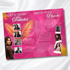 Pink & Gold Leaf Funeral Program Template, Bi-Fold(11x8.5 in) Funeral Program, Obituary Celebration Of Life Program, Digital Download - Editable Memorial Canva Template