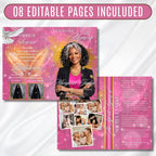 Pink and Gold Woman Obituary Funeral Program Template, Bi-Fold(11x8.5 in) Funeral Program, Obituary Celebration Of Life, Digital Download - Editable Memorial Canva Template