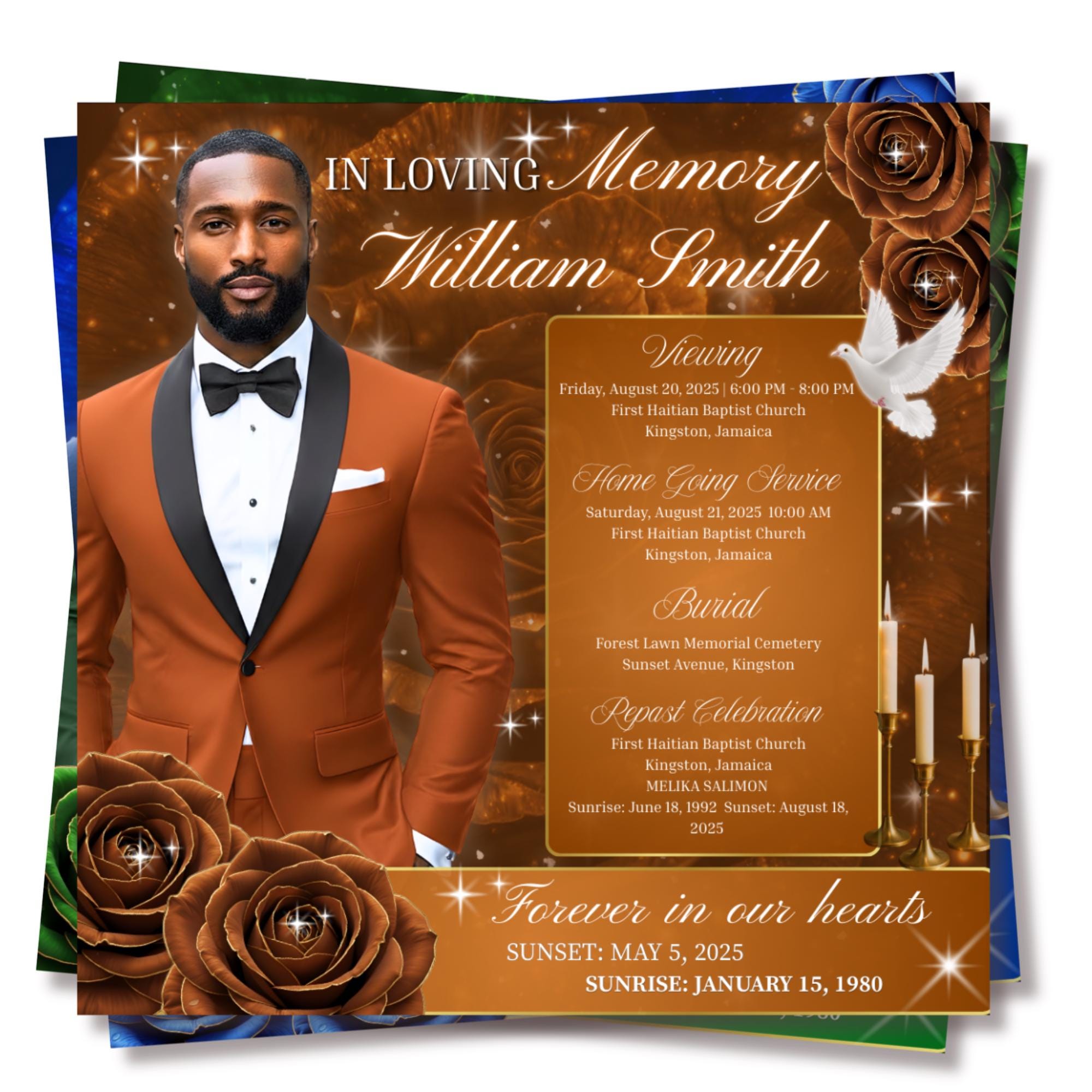 06 In Loving Memory Flyer Canva Editable Template, Memorial Remembrance Flyer, Rest In Peace, Forever In Our Memories, Digital Download - Editable Memorial Canva Template