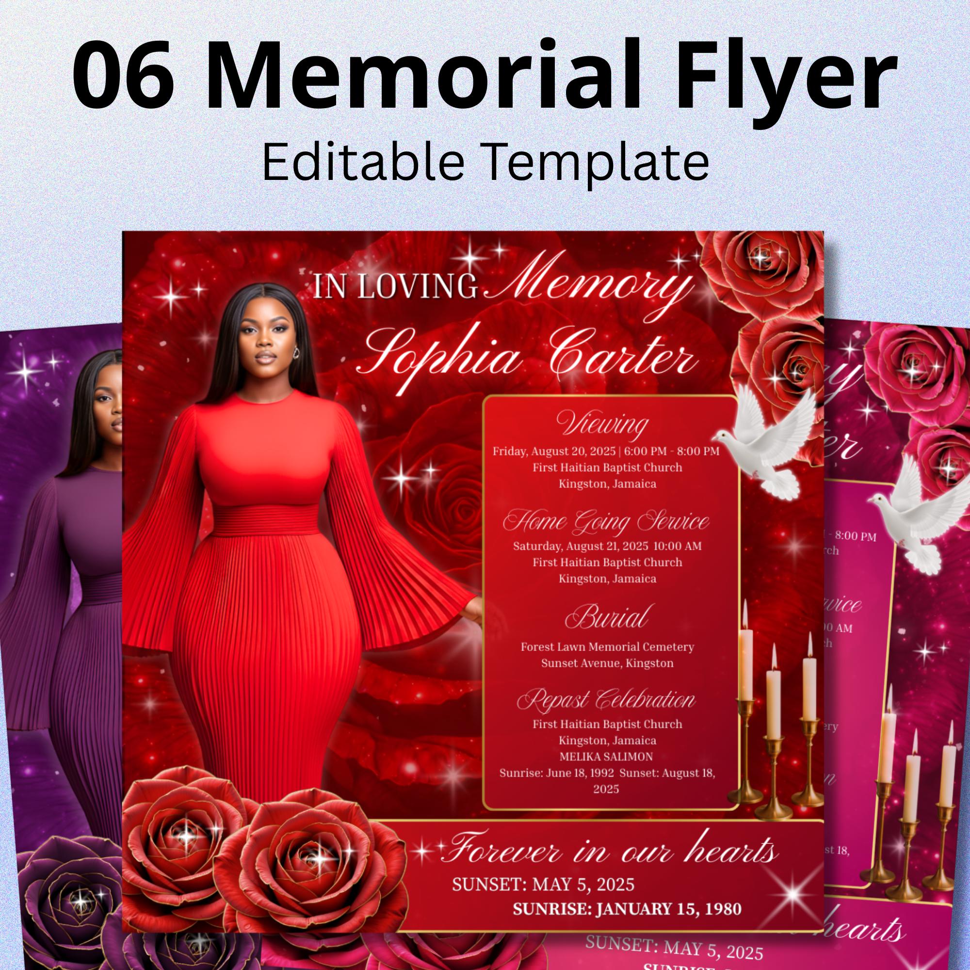 06 In Loving Memory Flyer Canva Editable Template, Memorial Remembrance Flyer, Rest In Peace, Forever In Our Memories, Digital Download - Editable Memorial Canva Template