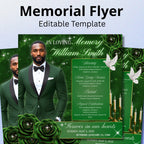 In Loving Memory Green Flyer Canva Editable Template, Memorial Remembrance Flyer, Rest In Peace, Forever In Our Memories, Digital Download - Editable Memorial Canva Template