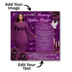 In Loving Memory Purple Flyer Canva Editable Template, Memorial Remembrance Flyer, Rest In Peace, Forever In Our Memories, Digital Download - Editable Memorial Canva Template