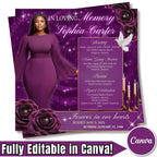 In Loving Memory Purple Flyer Canva Editable Template, Memorial Remembrance Flyer, Rest In Peace, Forever In Our Memories, Digital Download - Editable Memorial Canva Template