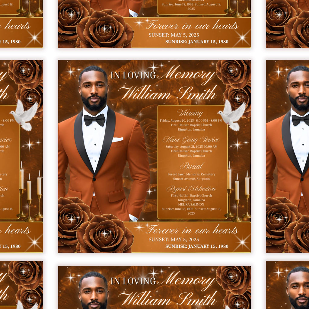 In Loving Memory Brown Flyer Canva Editable Template, Memorial Remembrance Flyer, Rest In Peace, Forever In Our Memories, Digital Download - Editable Memorial Canva Template