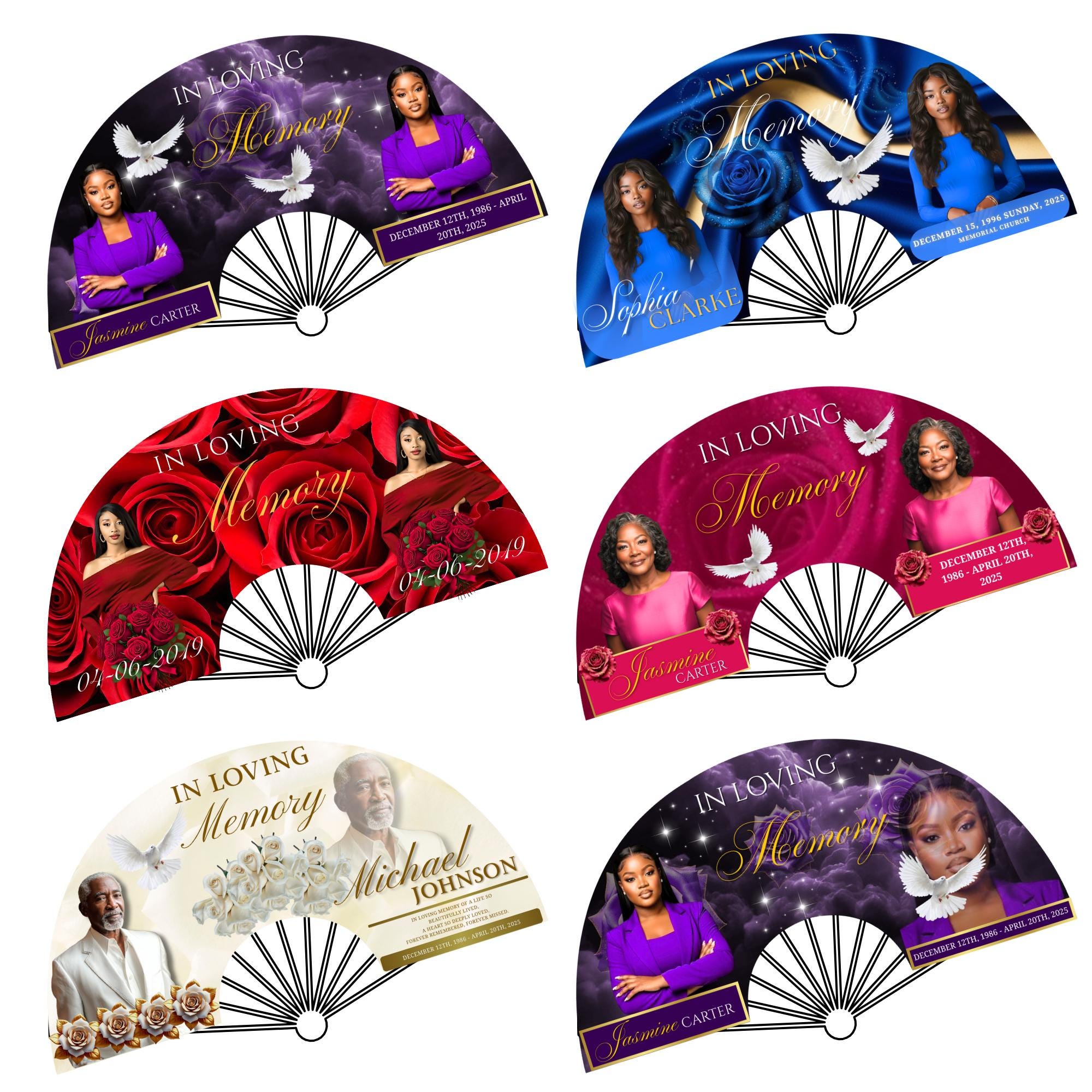 26 In Loving Memory Clack Fan Canva Editable Templates, In Loving Memory Templates, Memorial Canva Template, Funeral Memorial Clack Fan - Editable Memorial Canva Template