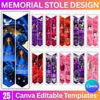 25 Memorial Stole Canva Editable Templates, In Loving Memory Templates, Memorial Canva Template, Funeral & Celebration, Digital Download - Editable Memorial Canva Template