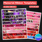 26 In Loving Memory Ribbon Canva Editable Template, Memorial Ribbon Templates, Rest in Piece Ribbon Design, Funeral Memorial Template - Editable Memorial Canva Template