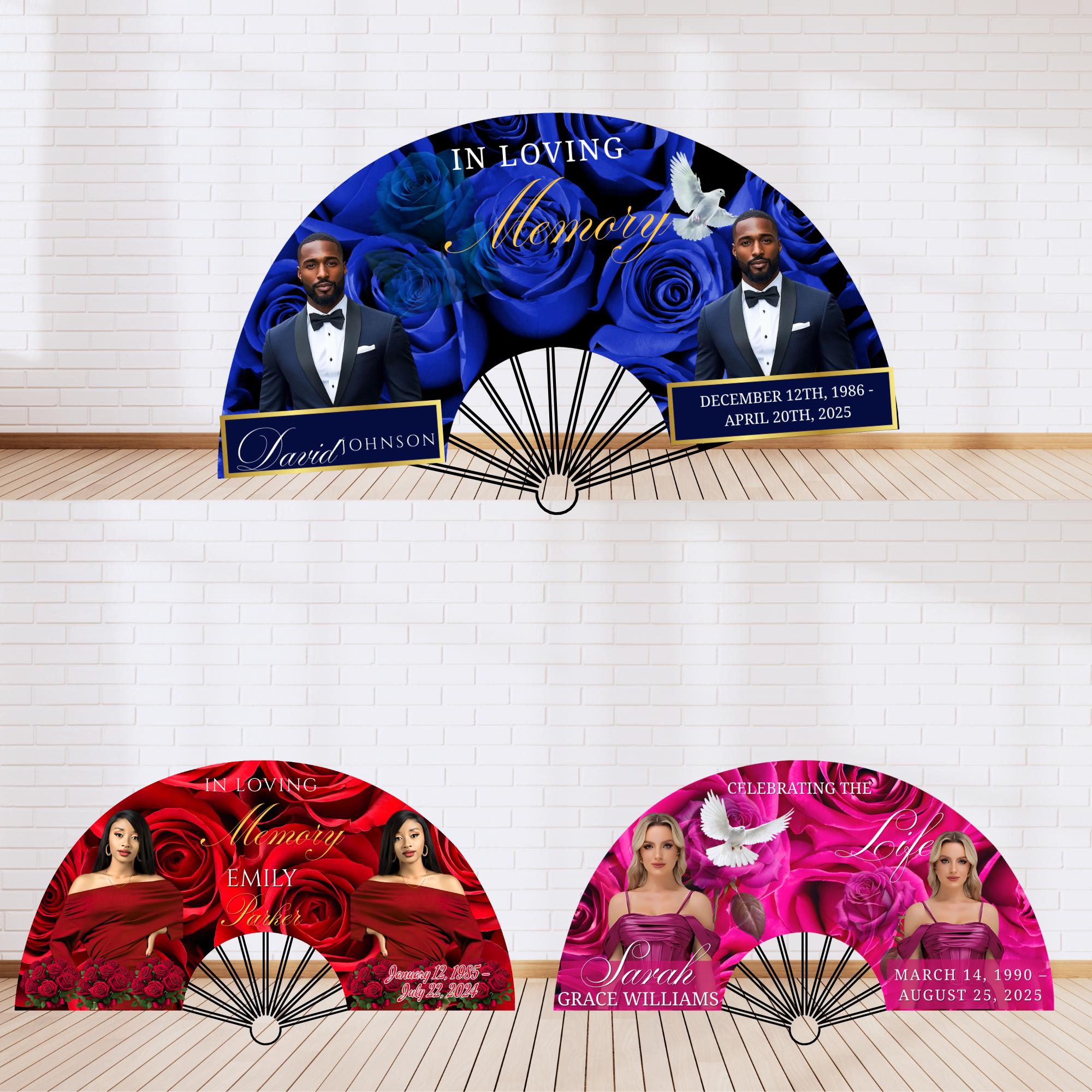 11 In Loving Memory Clack Fan Canva Editable Templates, In Loving Memory Templates, Memorial Canva Template, Funeral Memorial Clack Fan - Editable Memorial Canva Template