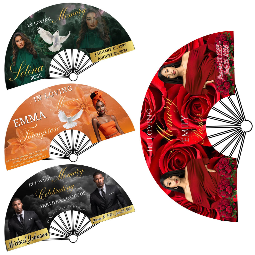 11 In Loving Memory Clack Fan Canva Editable Templates, In Loving Memory Templates, Memorial Canva Template, Funeral Memorial Clack Fan - Editable Memorial Canva Template