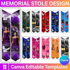 11 Memorial Stole Canva Editable Templates, In Loving Memory Templates, Memorial Canva Template, Funeral & Celebration, Digital Download - Editable Memorial Canva Template