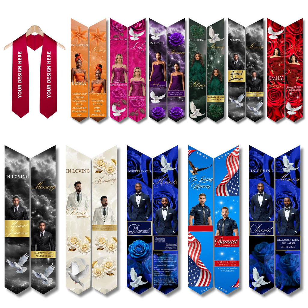 11 Memorial Stole Canva Editable Templates, In Loving Memory Templates, Memorial Canva Template, Funeral & Celebration, Digital Download - Editable Memorial Canva Template