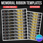 11 In Loving Memory Ribbon Canva Editable Template, Memorial Ribbon Templates, Rest in Piece Ribbon Design, Funeral Memorial Template - Editable Memorial Canva Template