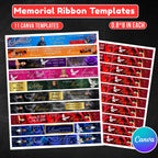 11 In Loving Memory Ribbon Canva Editable Template, Memorial Ribbon Templates, Rest in Piece Ribbon Design, Funeral Memorial Template - Editable Memorial Canva Template