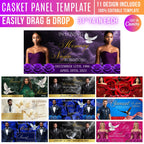 11 Memorial Casket Panel Editable Templates, Personalized Casket Panel, In Loving Memory Canva Template, Memorial Tribute, Funeral Keepsake - Editable Memorial Canva Template