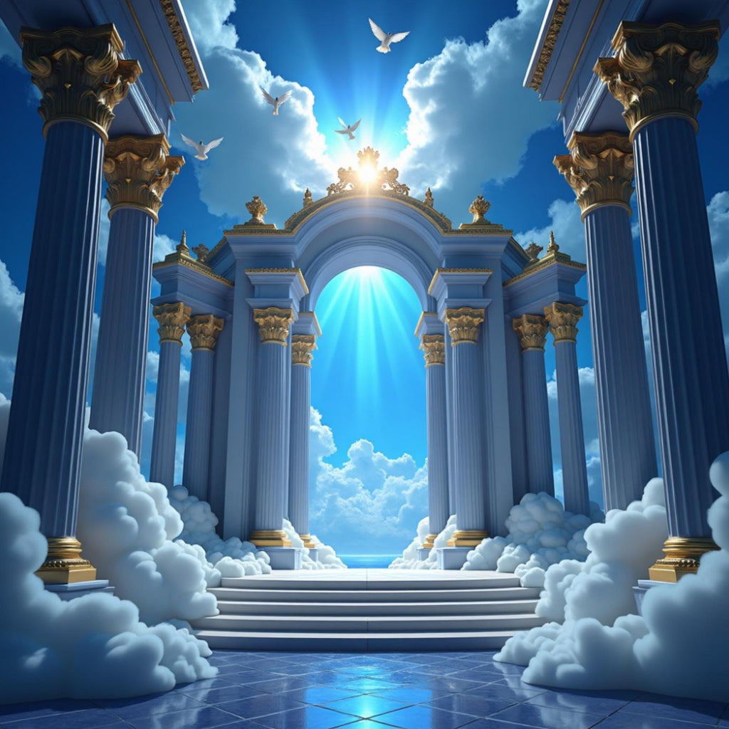 60 Memorial Heaven Backgrounds Png Bundle, Memorial Backgrounds, In Loving Memory Backgrounds, Heaven Stair Steps & Gate, Rest In Peace - Editable Memorial Canva Template