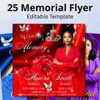 25 In Loving Memory Flyer Canva Editable Template, Memorial Remembrance Flyer, Rest In Peace, Forever In Our Memories, Digital Download - Editable Memorial Canva Template