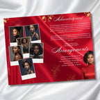 08 Pages Red In Loving Memory Funeral Program Template, Editable Bifold 11x8.5” Design, Obituary Celebration Of Life, Digital Download - Editable Memorial Canva Template
