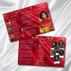 In Loving Memory TriFold Red Funeral Program Template, TriFold 17x11 Program, Celebration of Life Obituary Program, Memorial Funeral Program - Editable Memorial Canva Template
