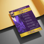 08 Purple In Loving Memory Funeral Program Template, Editable Bifold 11x8.5” Design, Obituary Celebration Of Life, Digital Download - Editable Memorial Canva Template