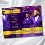 08 Purple In Loving Memory Funeral Program Template, Editable Bifold 11x8.5” Design, Obituary Celebration Of Life, Digital Download - Editable Memorial Canva Template
