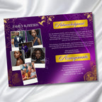 08 Purple In Loving Memory Funeral Program Template, Editable Bifold 11x8.5” Design, Obituary Celebration Of Life, Digital Download - Editable Memorial Canva Template