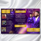 In Loving Memory Purple Funeral Program Template, Editable TriFold 17x11 Program, Celebration of Life Obituary Program, Digital Download - Editable Memorial Canva Template