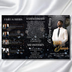 In Loving Memory Black Funeral Program Template, Editable TriFold 17x11 Program, Celebration of Life Obituary Program, Digital Download - Editable Memorial Canva Template