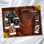 08 Brown In Loving Memory Funeral Program Template, Memorial Editable Bifold 11x8.5” Design, Obituary Celebration Of Life, Digital Download - Editable Memorial Canva Template