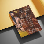 08 Brown In Loving Memory Funeral Program Template, Memorial Editable Bifold 11x8.5” Design, Obituary Celebration Of Life, Digital Download - Editable Memorial Canva Template