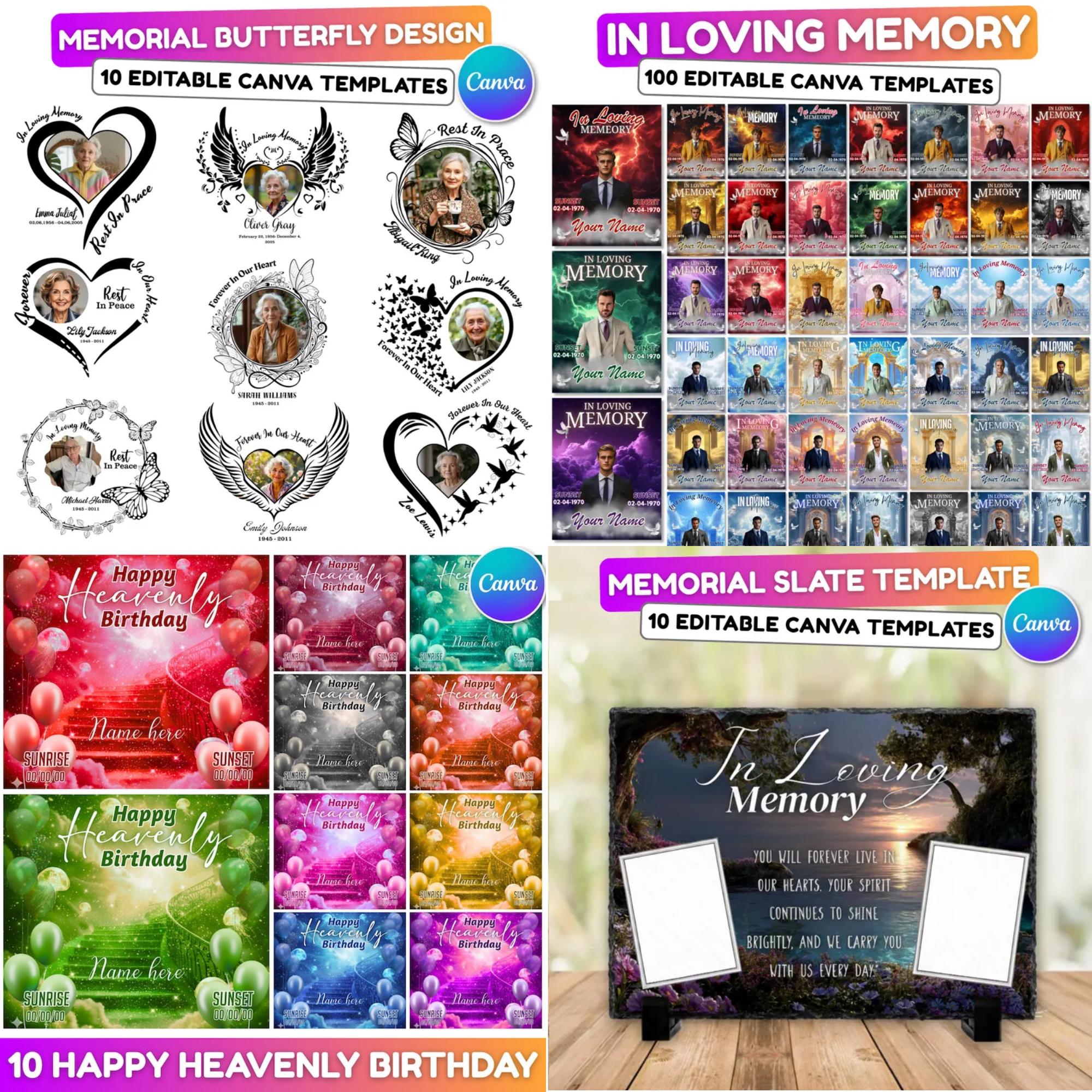 In Loving Memory Mega Bundle Canva Editable Templates, In Loving Memory Templates, Memorial Canva Editable Templates, Digital Download - Editable Memorial Canva Template