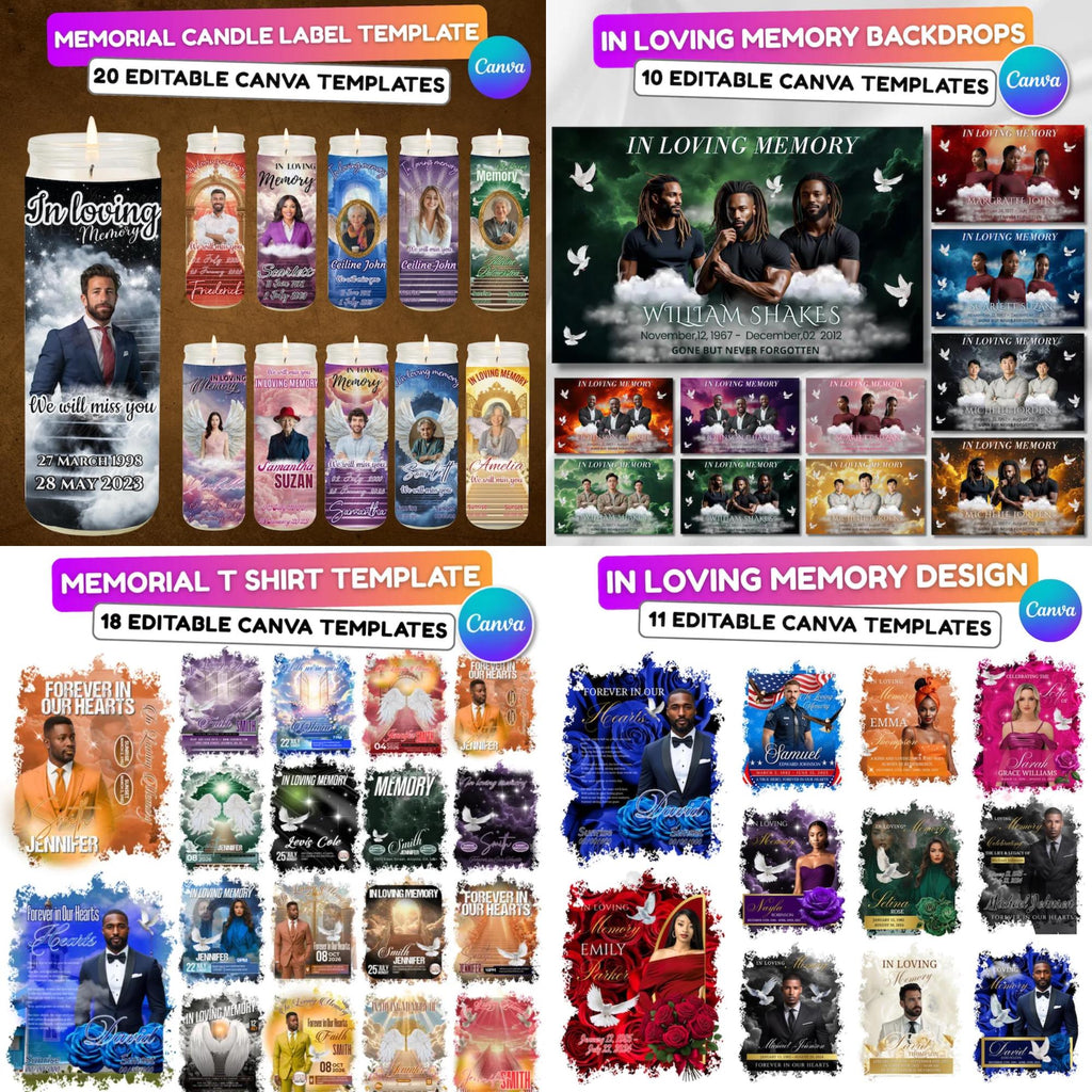 In Loving Memory Mega Bundle Canva Editable Templates, In Loving Memory Templates, Memorial Canva Editable Templates, Digital Download - Editable Memorial Canva Template