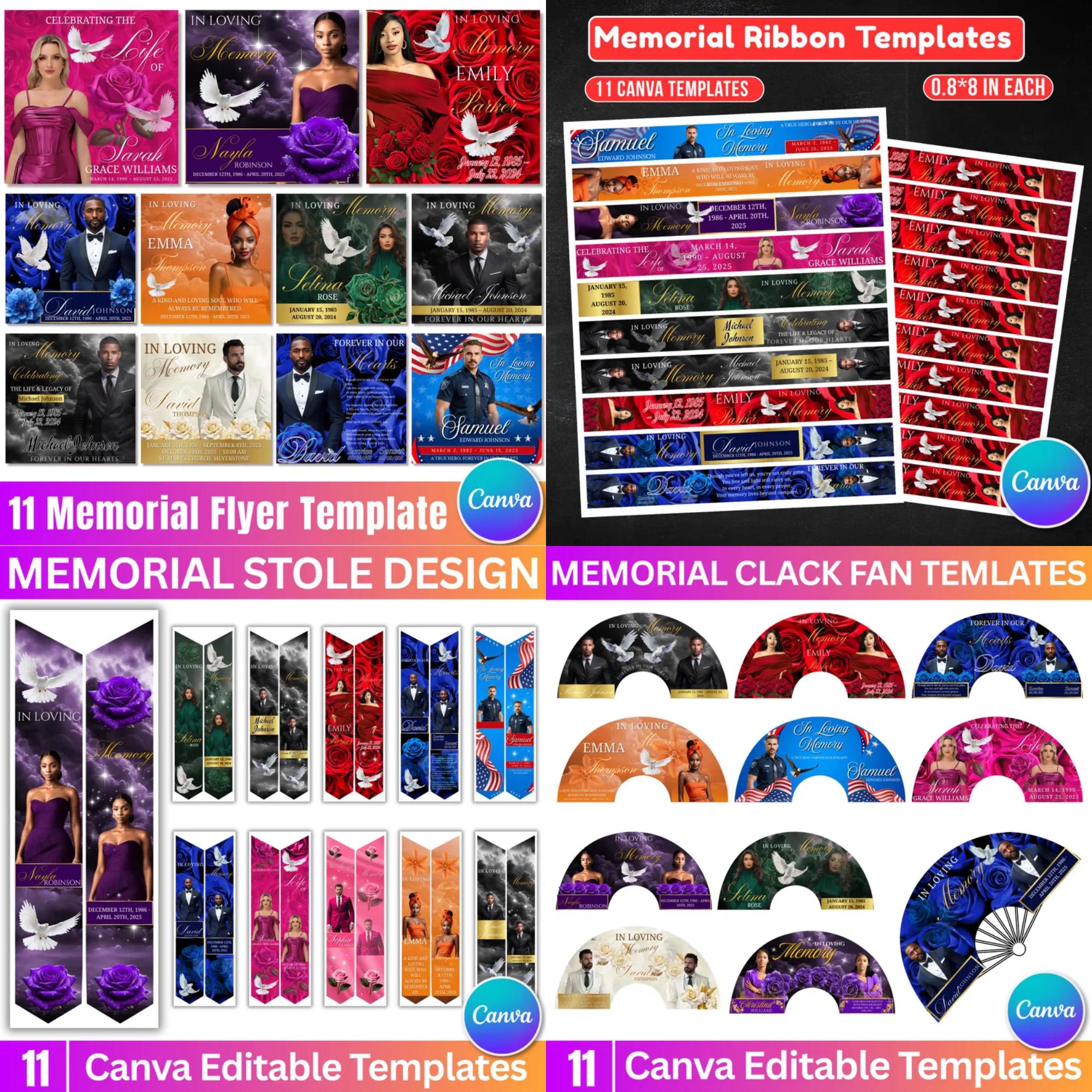 In Loving Memory Mega Bundle Canva Editable Templates, In Loving Memory Templates, Memorial Canva Editable Templates, Digital Download - Editable Memorial Canva Template