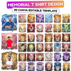 80 In Loving Memory T Shirt Canva Editable Templates, Forever In Our Heart Templates, Memorial Canva Template, Funeral & Celebration of Life - Editable Memorial Canva Template