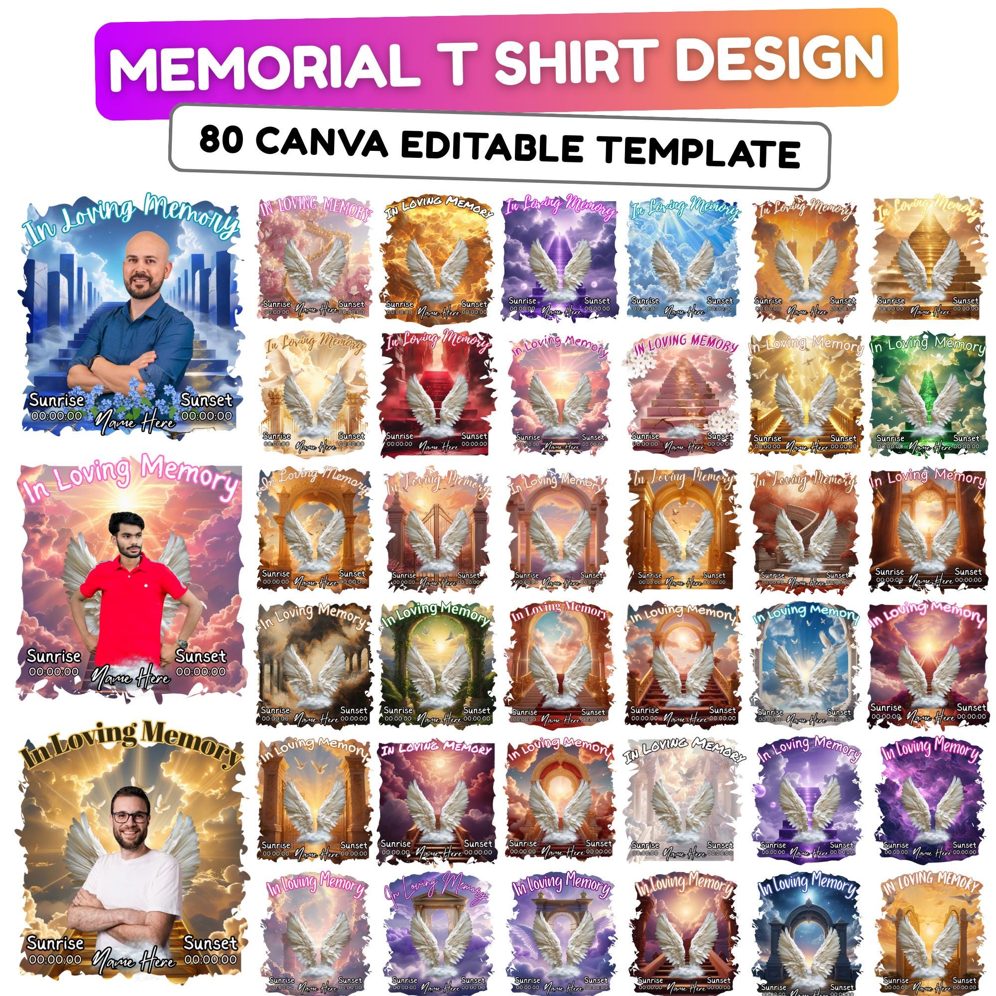 80 In Loving Memory T Shirt Canva Editable Templates, Forever In Our Heart Templates, Memorial Canva Template, Funeral & Celebration of Life - Editable Memorial Canva Template