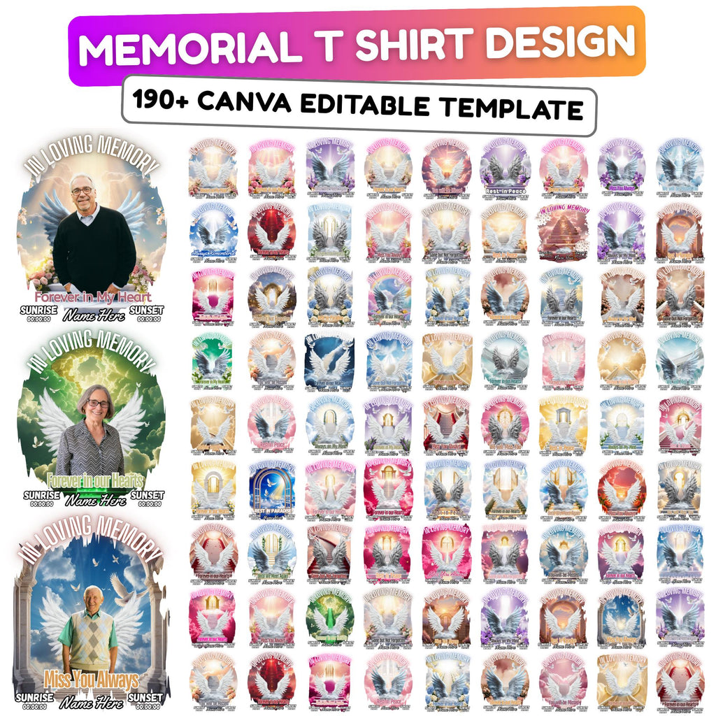 190+ In Loving Memory T Shirt Canva Editable Templates, Forever In Our Heart, Memorial Canva Template, Funeral & Celebration of Life - Editable Memorial Canva Template