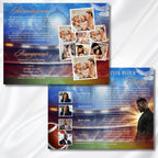 08 Pages Blue Football Funeral Program Template, Bi-Fold(11x8.5 in) Funeral Program, Obituary Celebration Of Life Program, Digital Download - Editable Memorial Canva Template