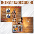 Brown & Red Obituary Funeral Program Template, Bi-Fold(11x8.5 in) Funeral Program, Obituary Celebration Of Life Program, Digital Download - Editable Memorial Canva Template