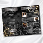 Black & Silver Obituary Funeral Program Template, Bi-Fold(11x8.5 in) Funeral Program, Obituary Celebration Of Life Program, Digital Download - Editable Memorial Canva Template