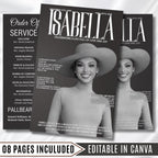Grey & White Obituary Funeral Program Template, Bi-Fold(11x8.5 in) Funeral Program, Obituary Celebration Of Life Program, Digital Download - Editable Memorial Canva Template