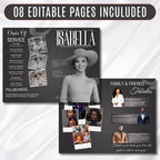 Grey & White Obituary Funeral Program Template, Bi-Fold(11x8.5 in) Funeral Program, Obituary Celebration Of Life Program, Digital Download - Editable Memorial Canva Template