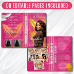 Pink & Gold Leaf Funeral Program Template, Bi-Fold(11x8.5 in) Funeral Program, Obituary Celebration Of Life Program, Digital Download - Editable Memorial Canva Template