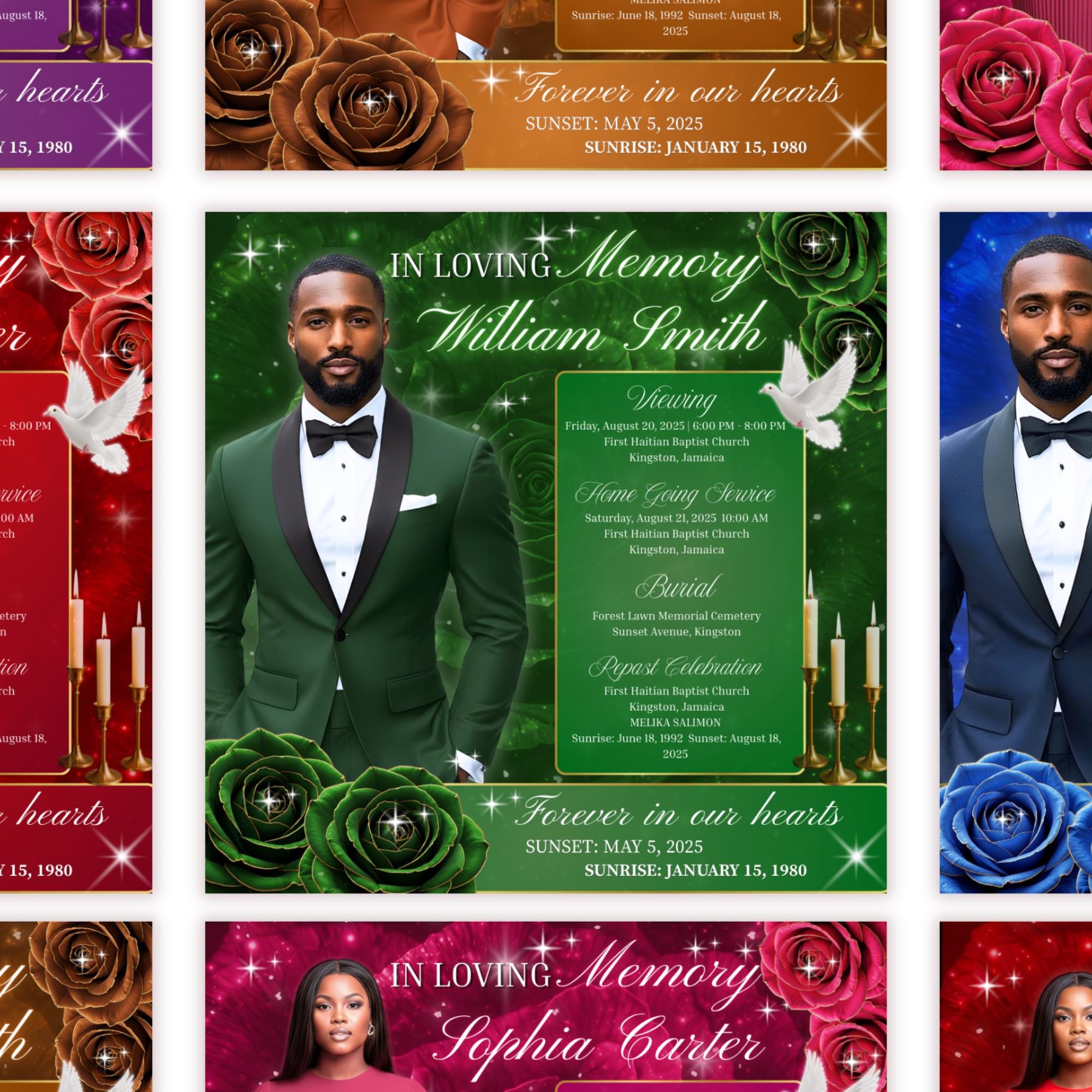 06 In Loving Memory Flyer Canva Editable Template, Memorial Remembrance Flyer, Rest In Peace, Forever In Our Memories, Digital Download - Editable Memorial Canva Template