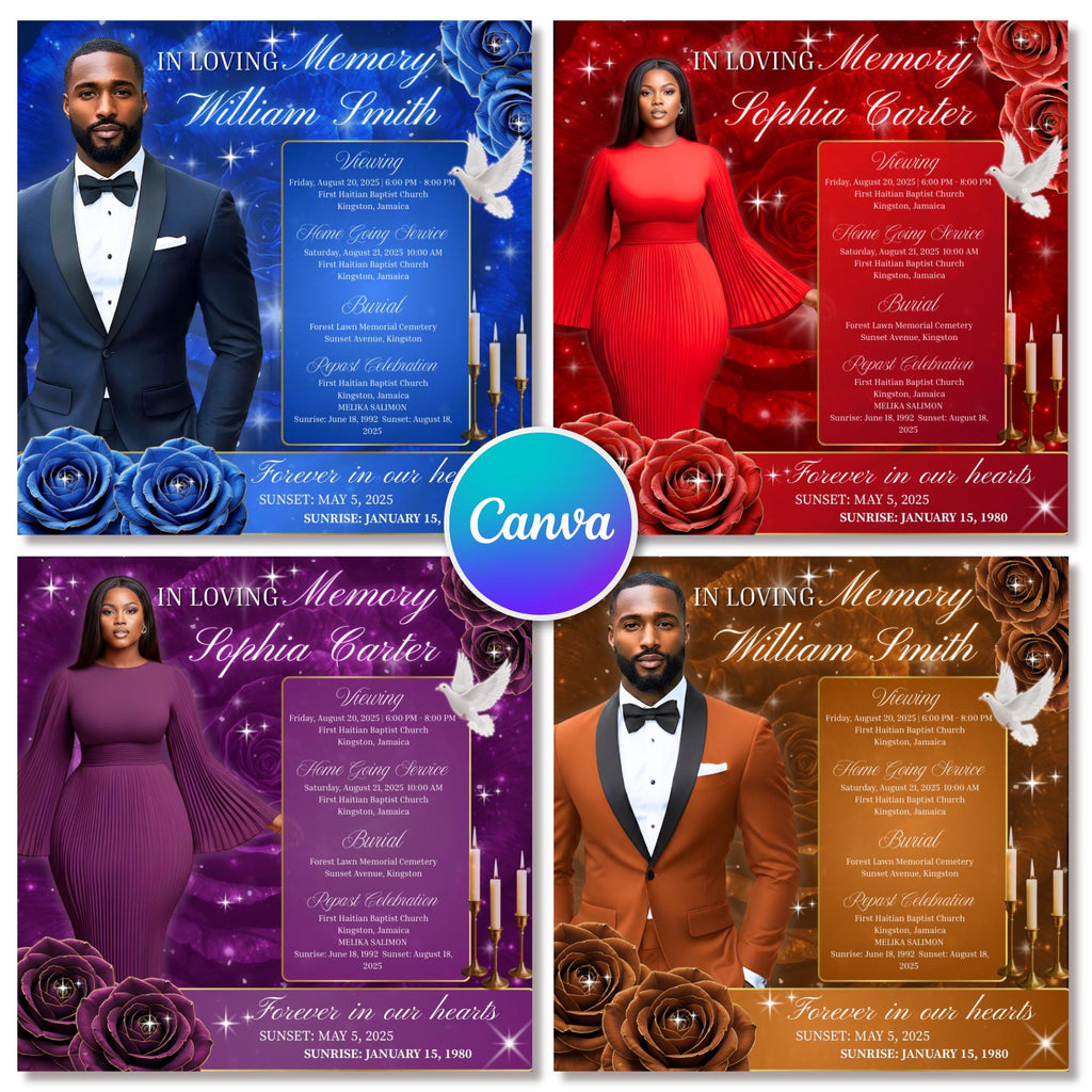 06 In Loving Memory Flyer Canva Editable Template, Memorial Remembrance Flyer, Rest In Peace, Forever In Our Memories, Digital Download - Editable Memorial Canva Template
