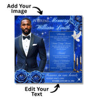 In Loving Memory Blue Flyer Canva Editable Template, Memorial Remembrance Flyer, Rest In Peace, Forever In Our Memories, Digital Download - Editable Memorial Canva Template