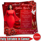 In Loving Memory Red Flyer Canva Editable Template, Memorial Remembrance Flyer, Rest In Peace, Forever In Our Memories, Digital Download - Editable Memorial Canva Template